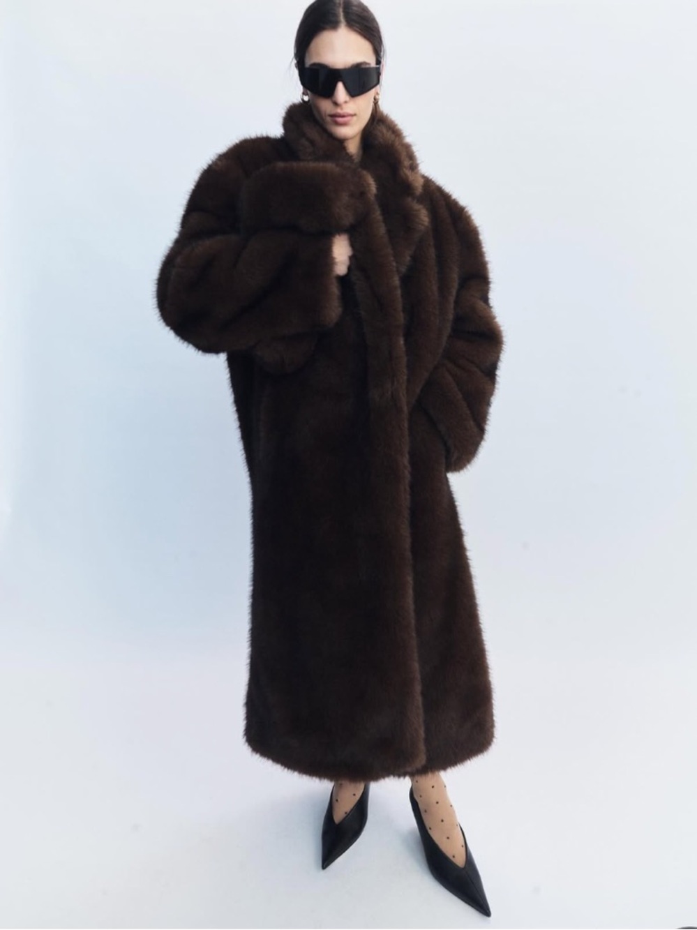 Oversized Dark Brown Faux Fur Teddy Coat